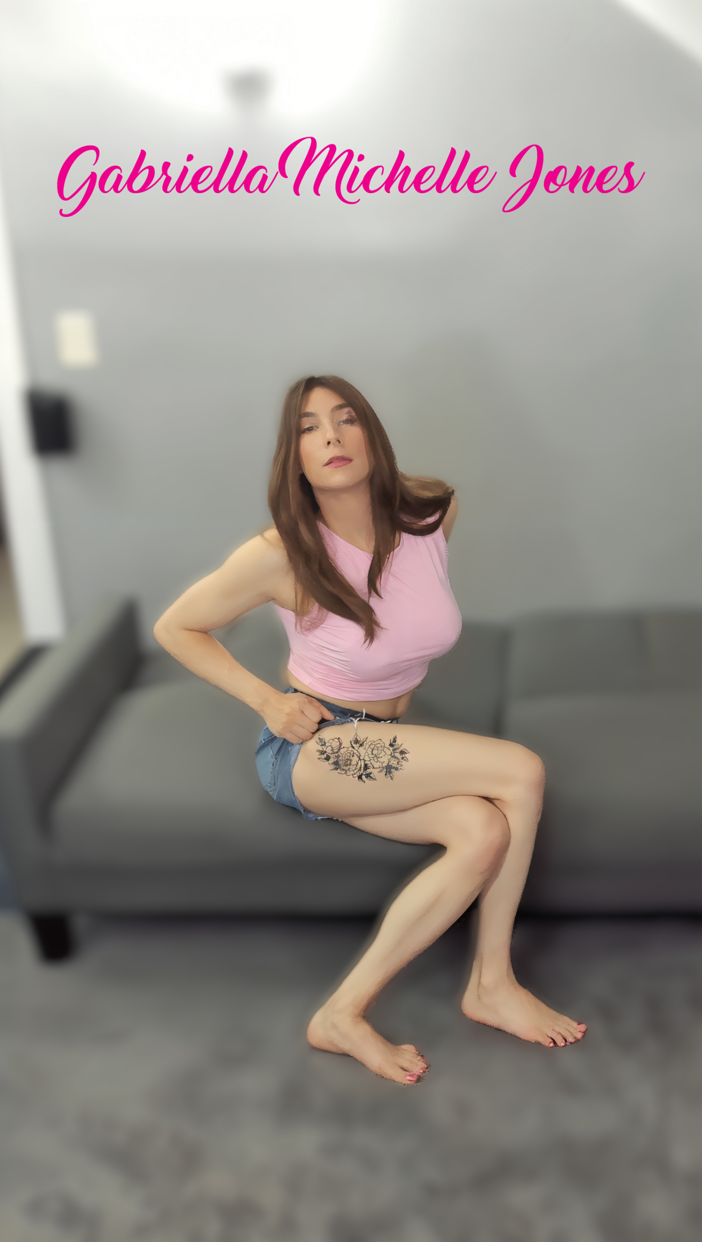 008) Blue Jean Shorts Pink Tight Half Shirt